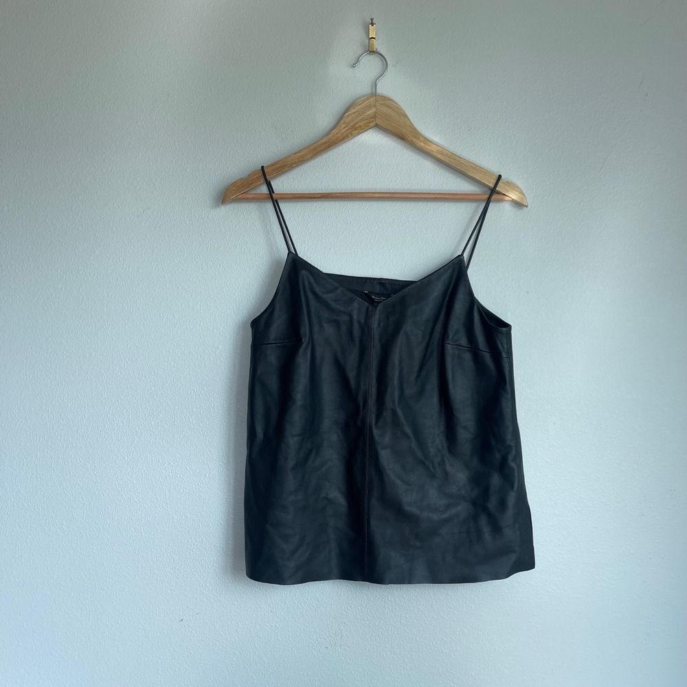 NWT Massimo Dutti Spaghetti Strap Leather Top Size XS